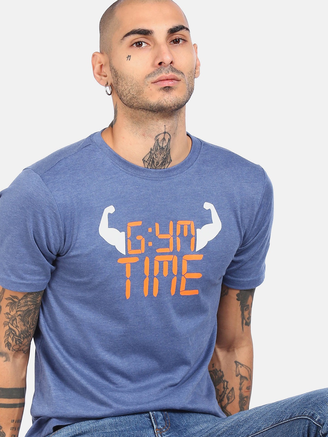 

Colt Men Blue Typography Printed Applique T-shirt