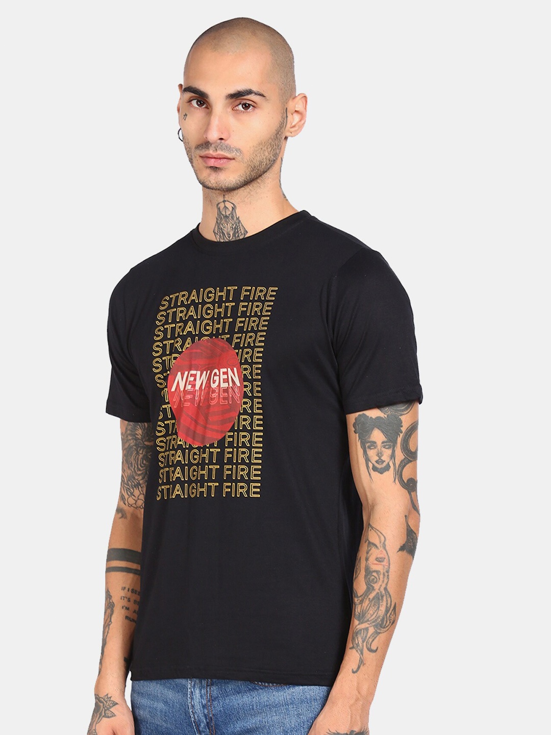 

Colt Men Black Cotton Printed Applique T-shirt