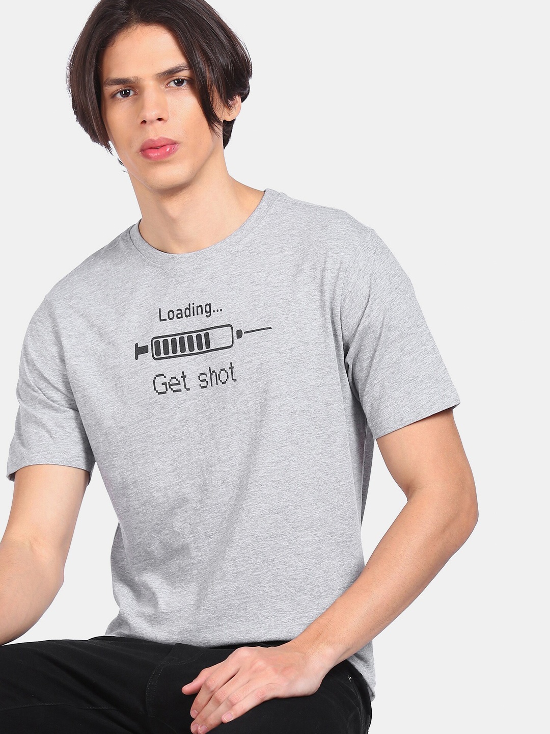 

Colt Men Grey Typography Printed T-shirt