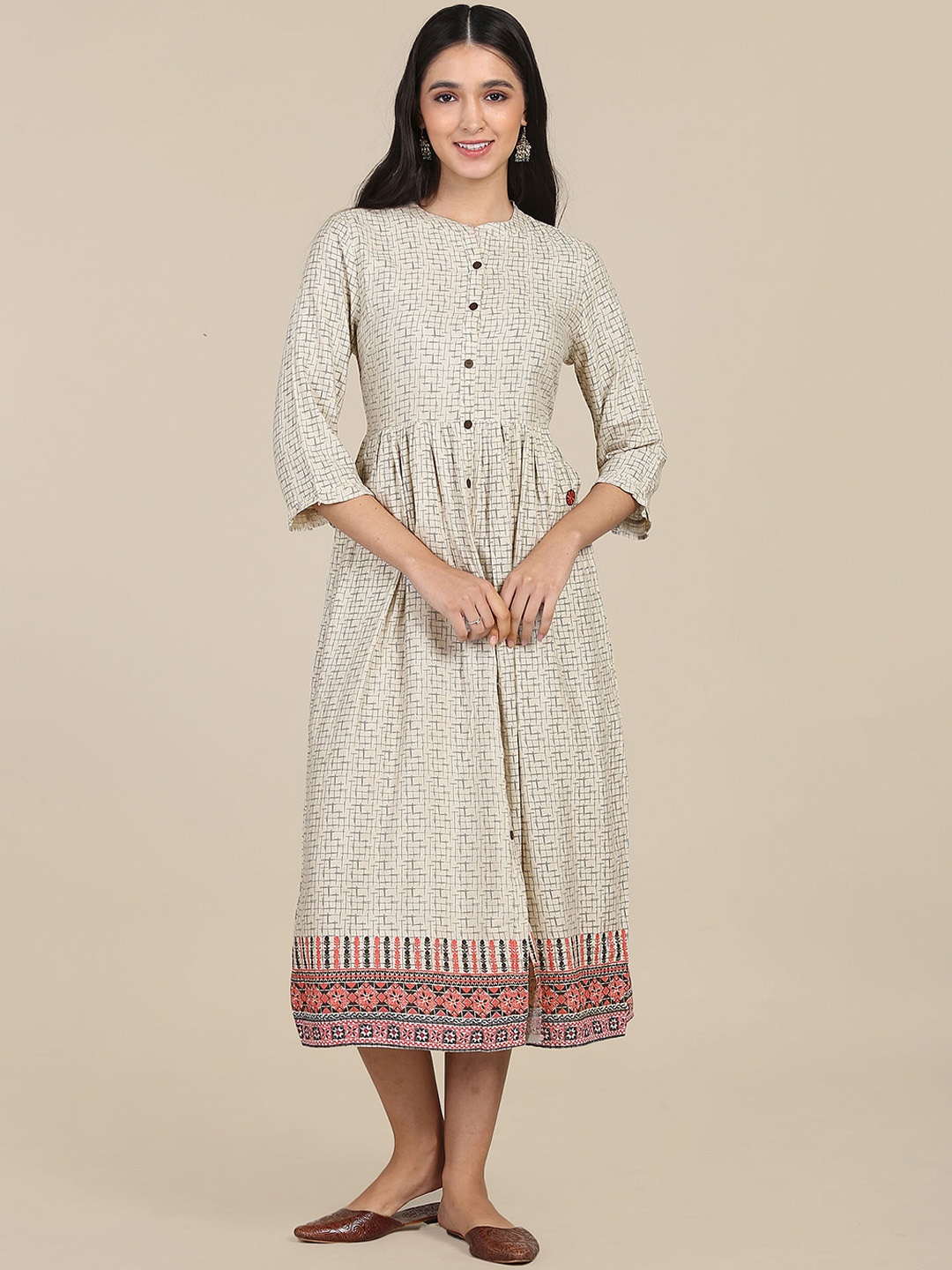 

Karigari White A-Line Midi Dress