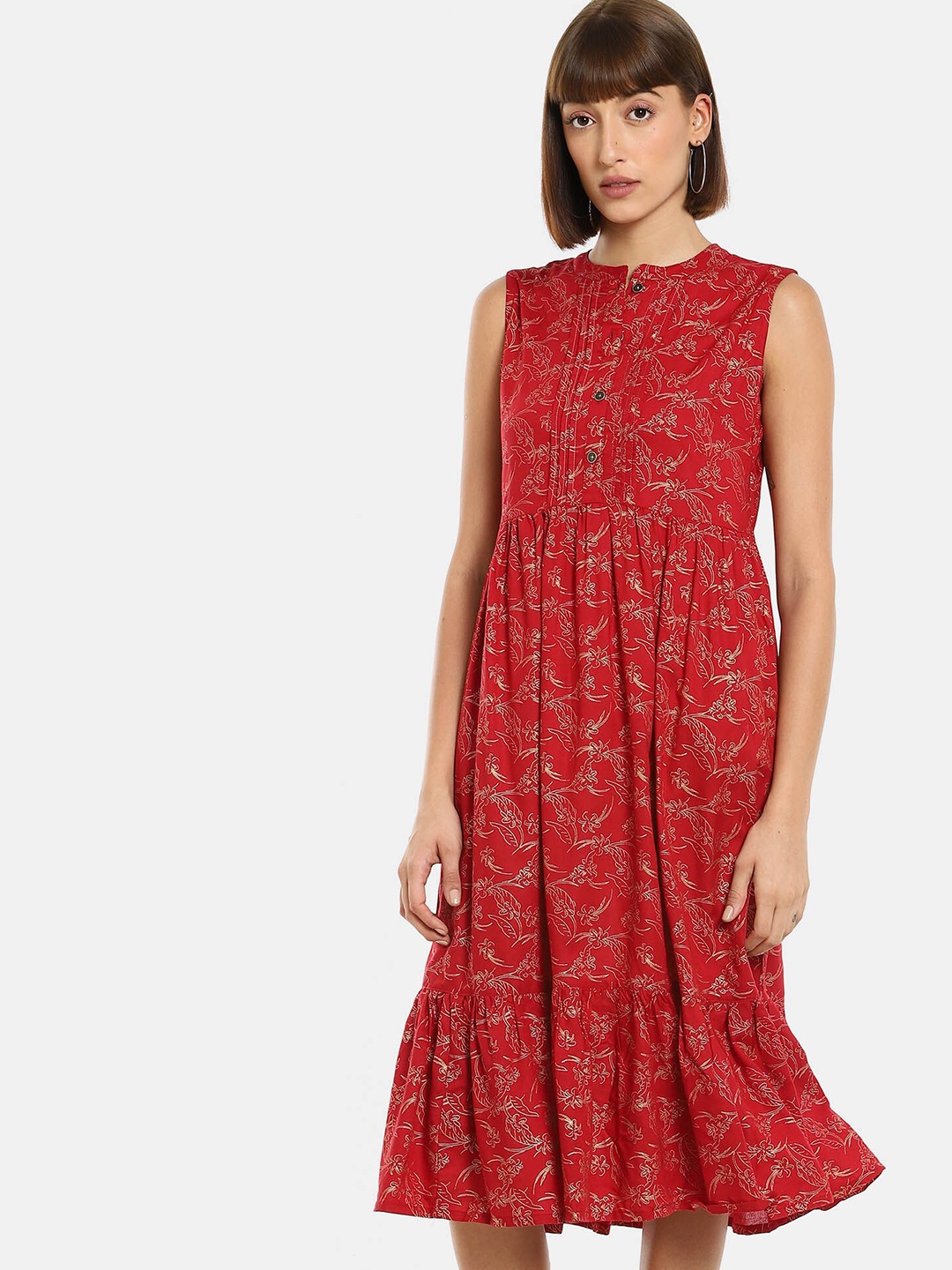 

Karigari Red Ethnic Motifs A-Line Dress