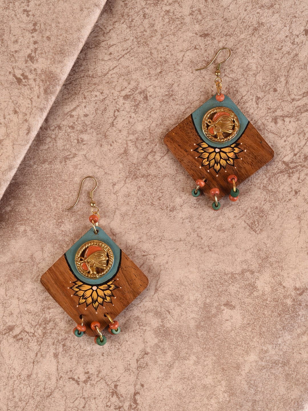 

AAKRITI ART CREATIONS Brown Contemporary Drop Earrings
