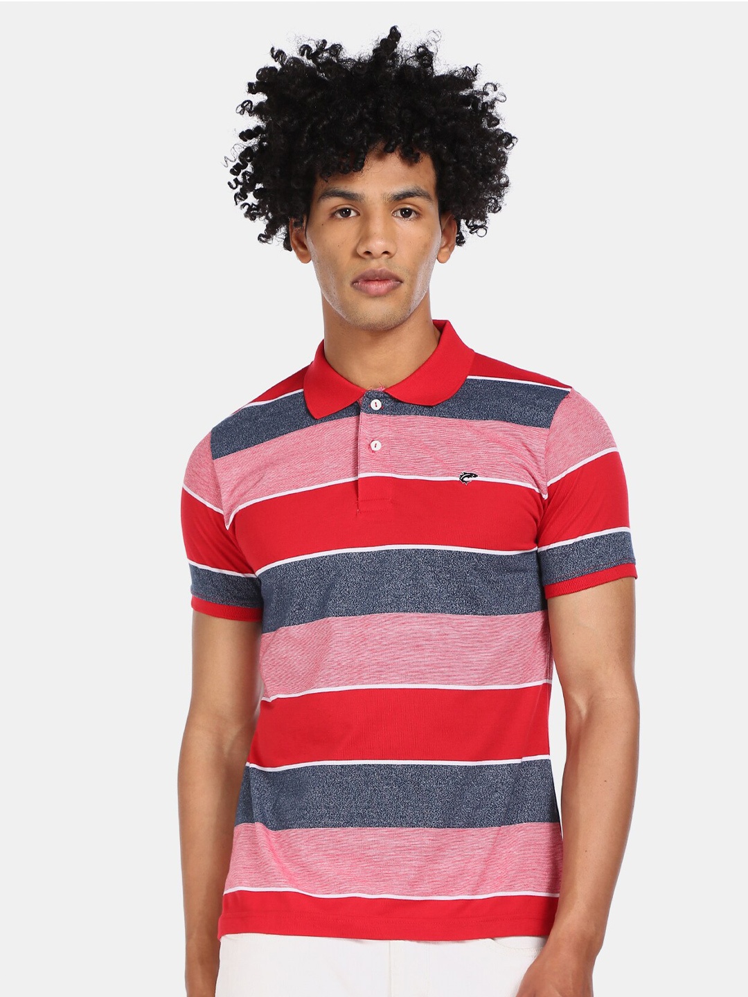 

Ruggers Men Multicoloured Striped Polo Collar T-shirt, Multi