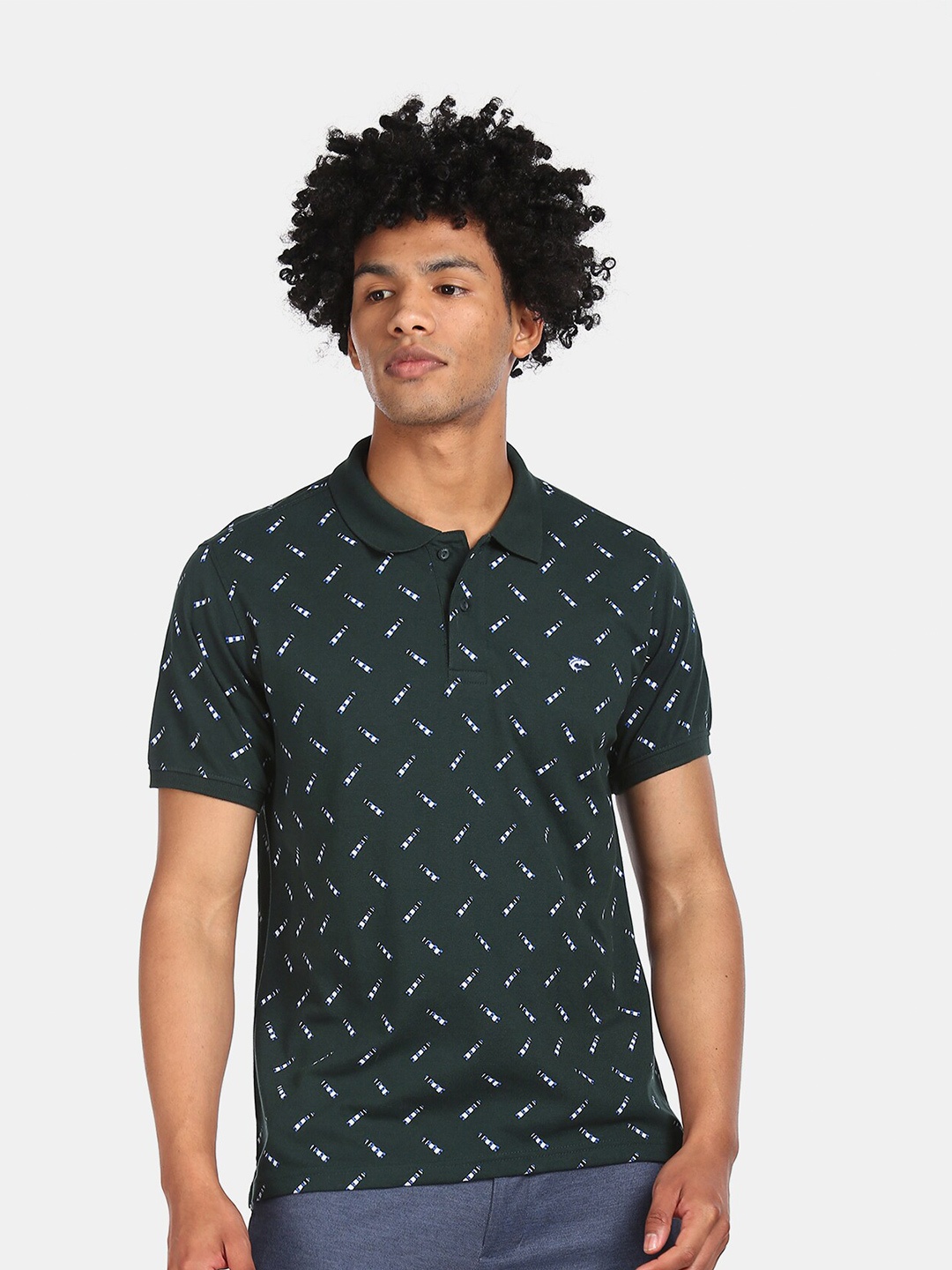 

Ruggers Men Green Printed Polo Collar T-shirt
