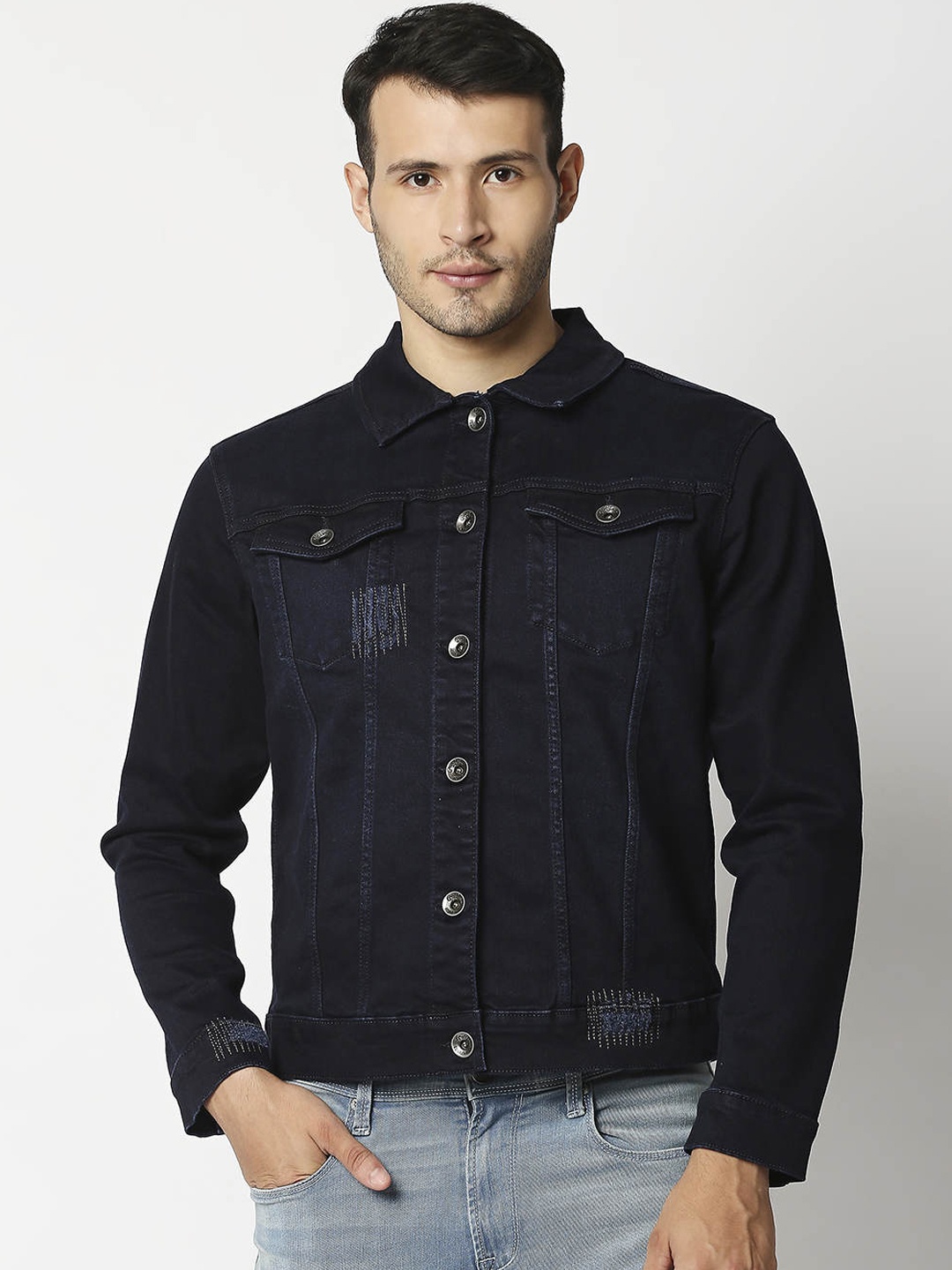 

Pepe Jeans Men Navy Blue Washed Cotton Denim Jacket