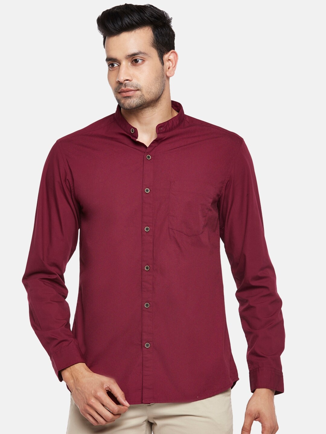 

BYFORD by Pantaloons Men Red Slim Fit Opaque Pure Cotton Casual Shirt