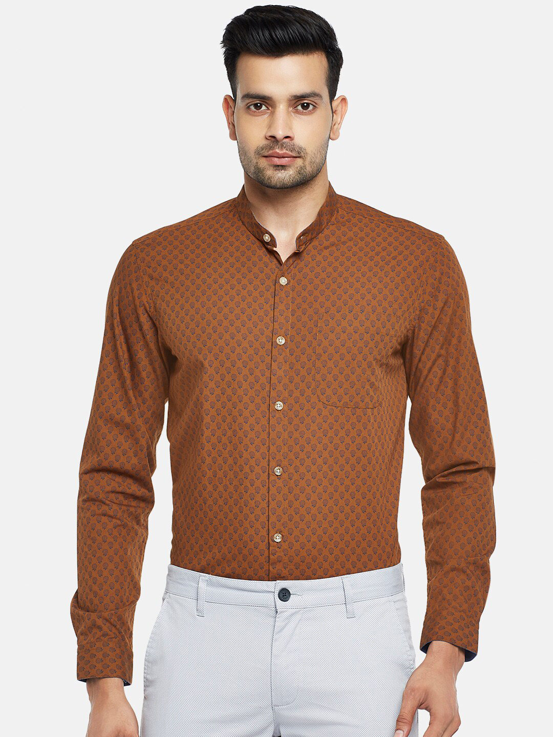 

BYFORD by Pantaloons Men Khaki Slim Fit Opaque Casual Shirt