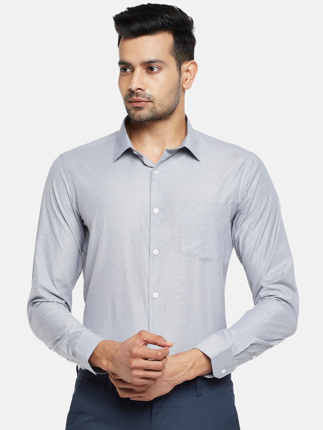 

BYFORD by Pantaloons Men Grey Slim Fit Formal Shirt