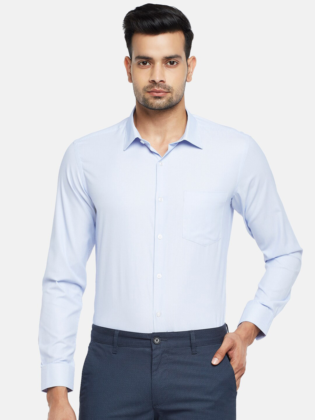 

BYFORD by Pantaloons Men Blue Slim Fit Opaque Formal Shirt