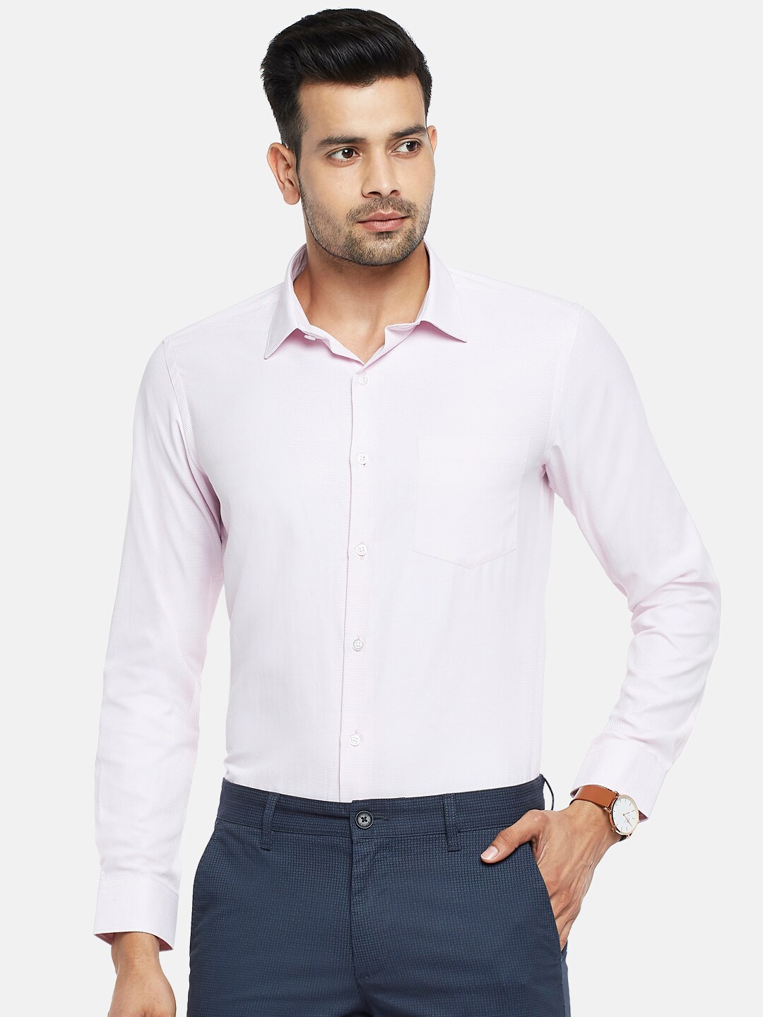 

BYFORD by Pantaloons Men Pink Slim Fit Opaque Formal Shirt