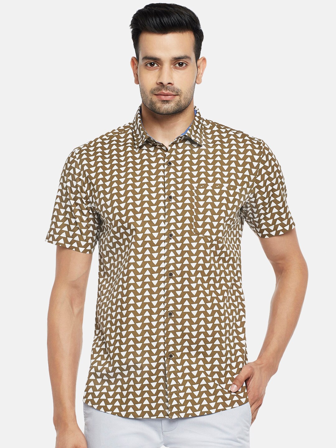 

BYFORD by Pantaloons Men Brown Slim Fit Opaque Printed Casual Shirt
