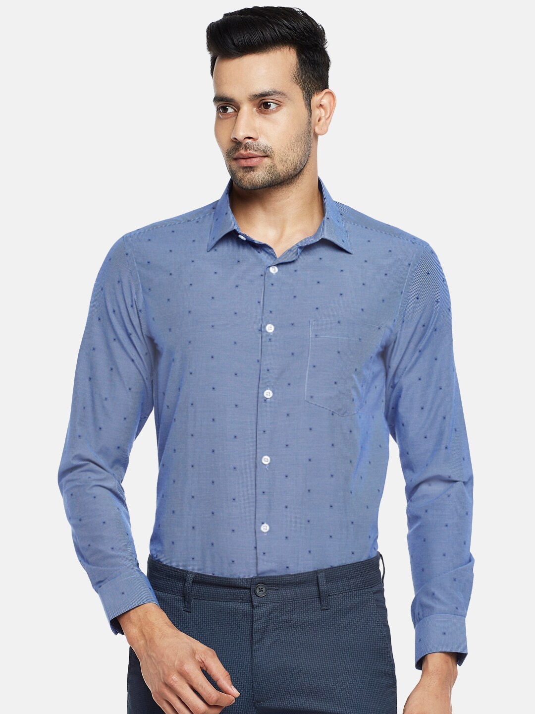 

BYFORD by Pantaloons Men Blue Slim Fit Opaque Formal Shirt