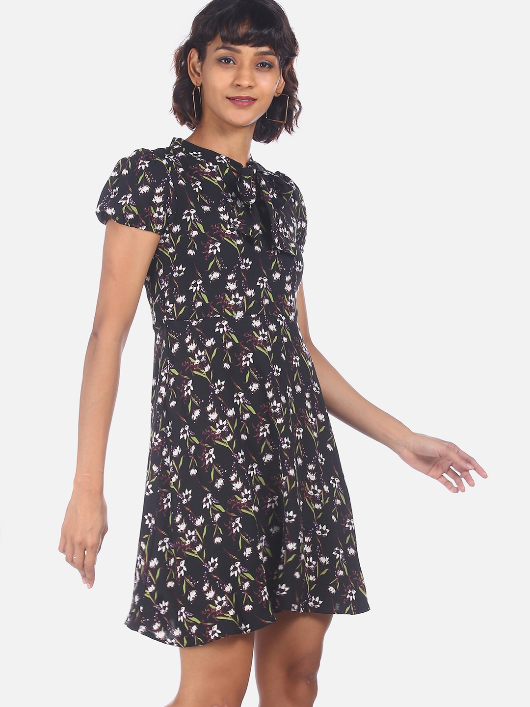 

Sugr Black Floral A-Line Dress