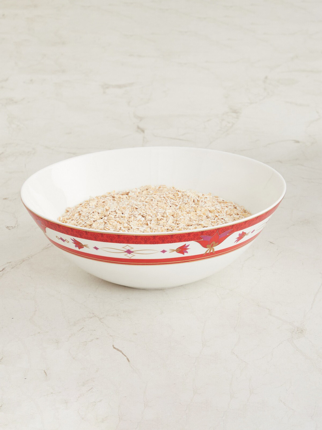 

Home Centre White & Red 1 Pieces Printed Bone China Glossy Bowls