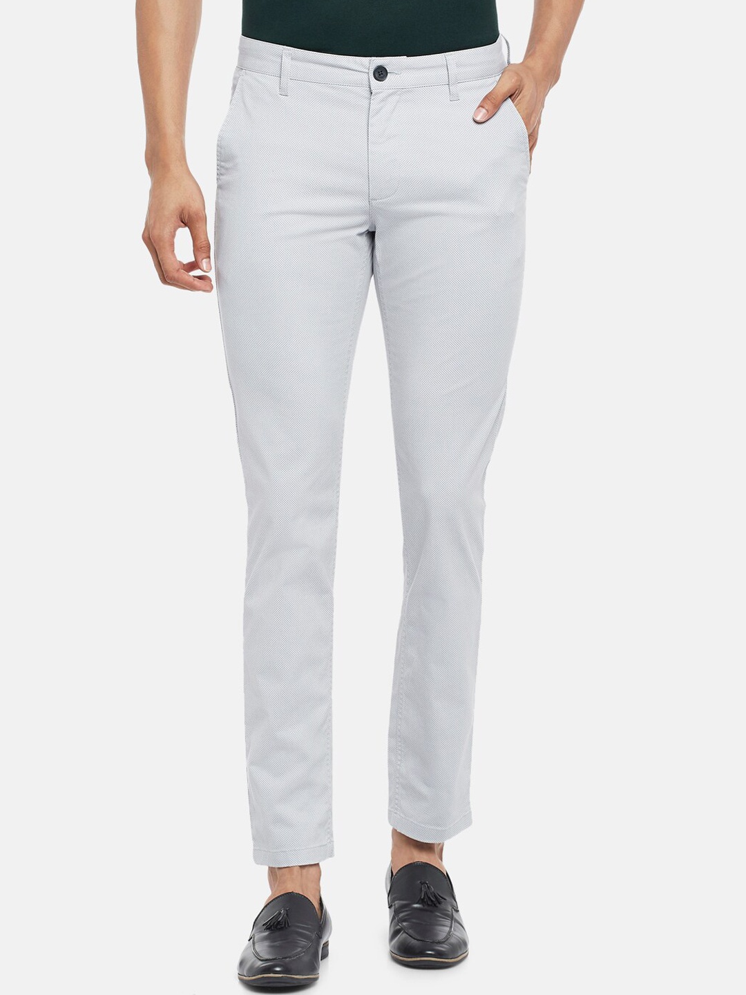 

BYFORD by Pantaloons Men Grey Slim Fit Low-Rise Trousers