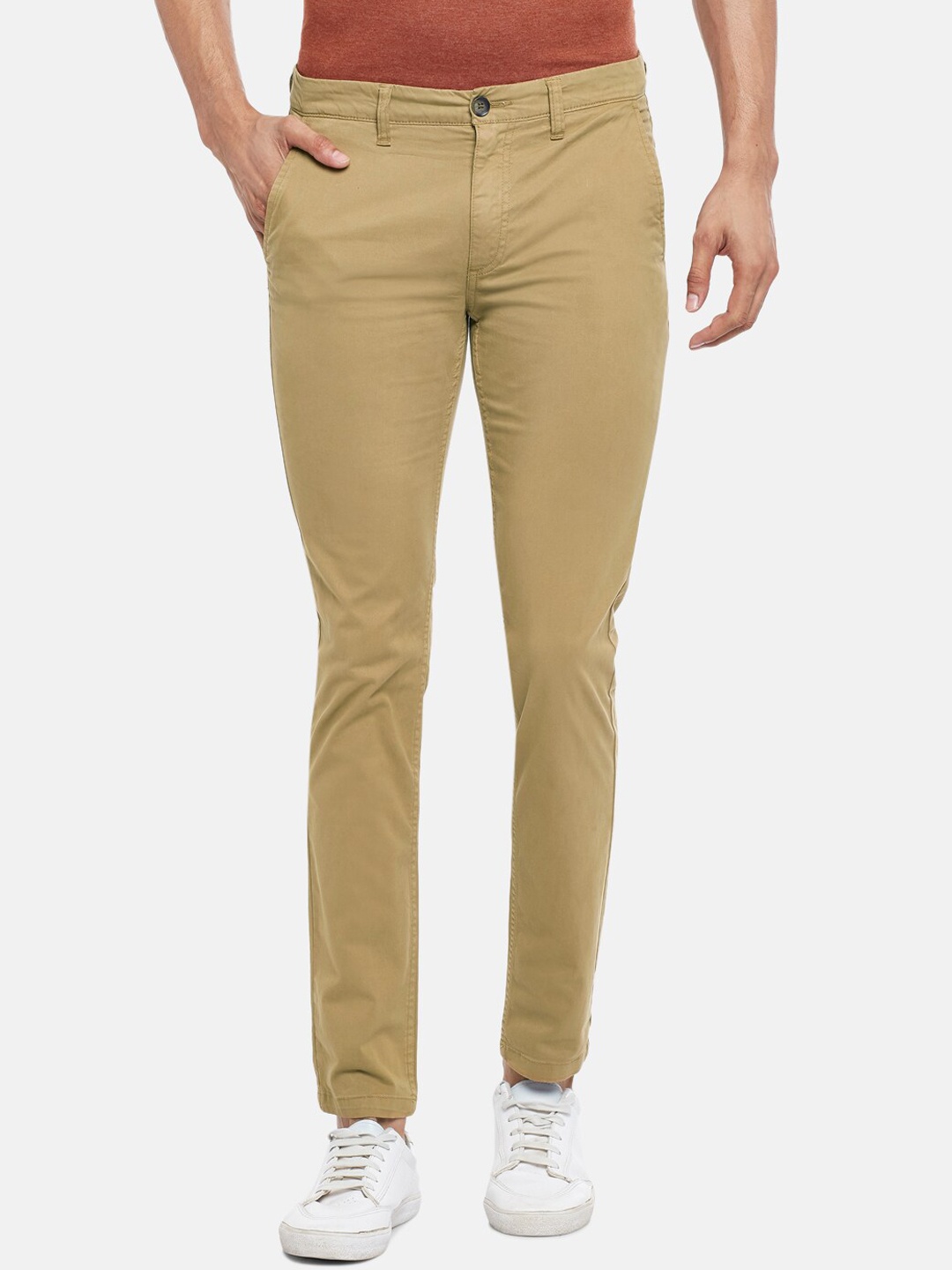 

BYFORD by Pantaloons Men Brown Slim Fit Low-Rise Chinos Trousers