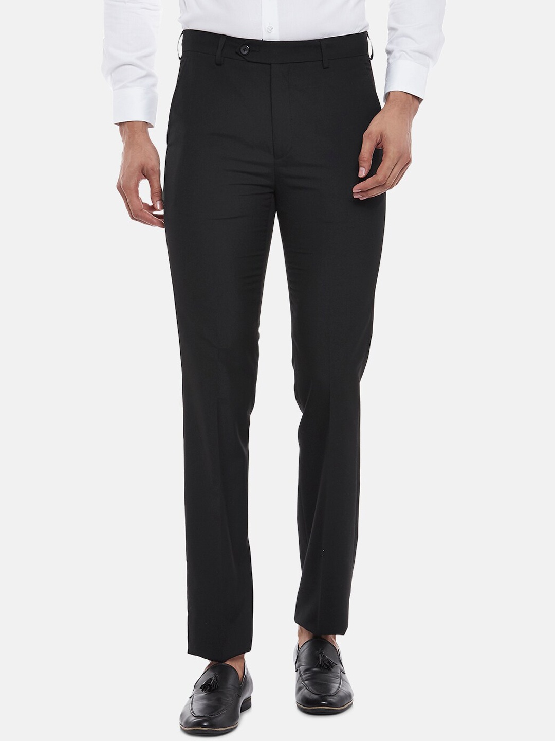 

BYFORD by Pantaloons Men Black Slim Fit Low-Rise Formal Trousers