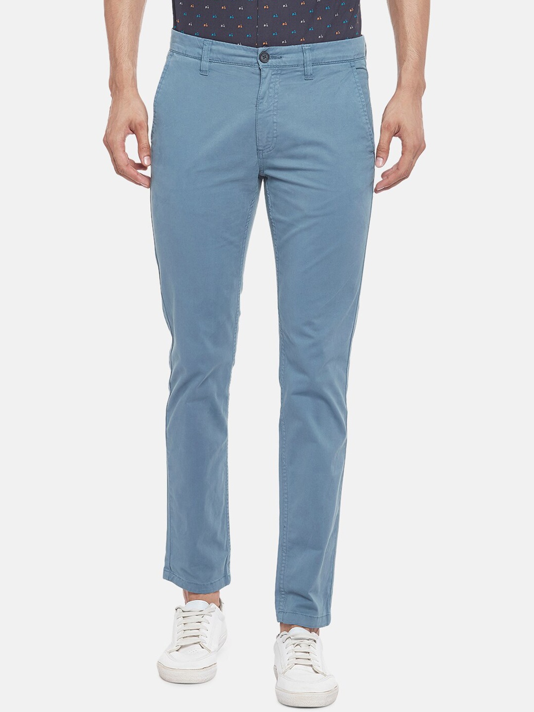 

BYFORD by Pantaloons Men Blue Slim Fit Low-Rise Trousers