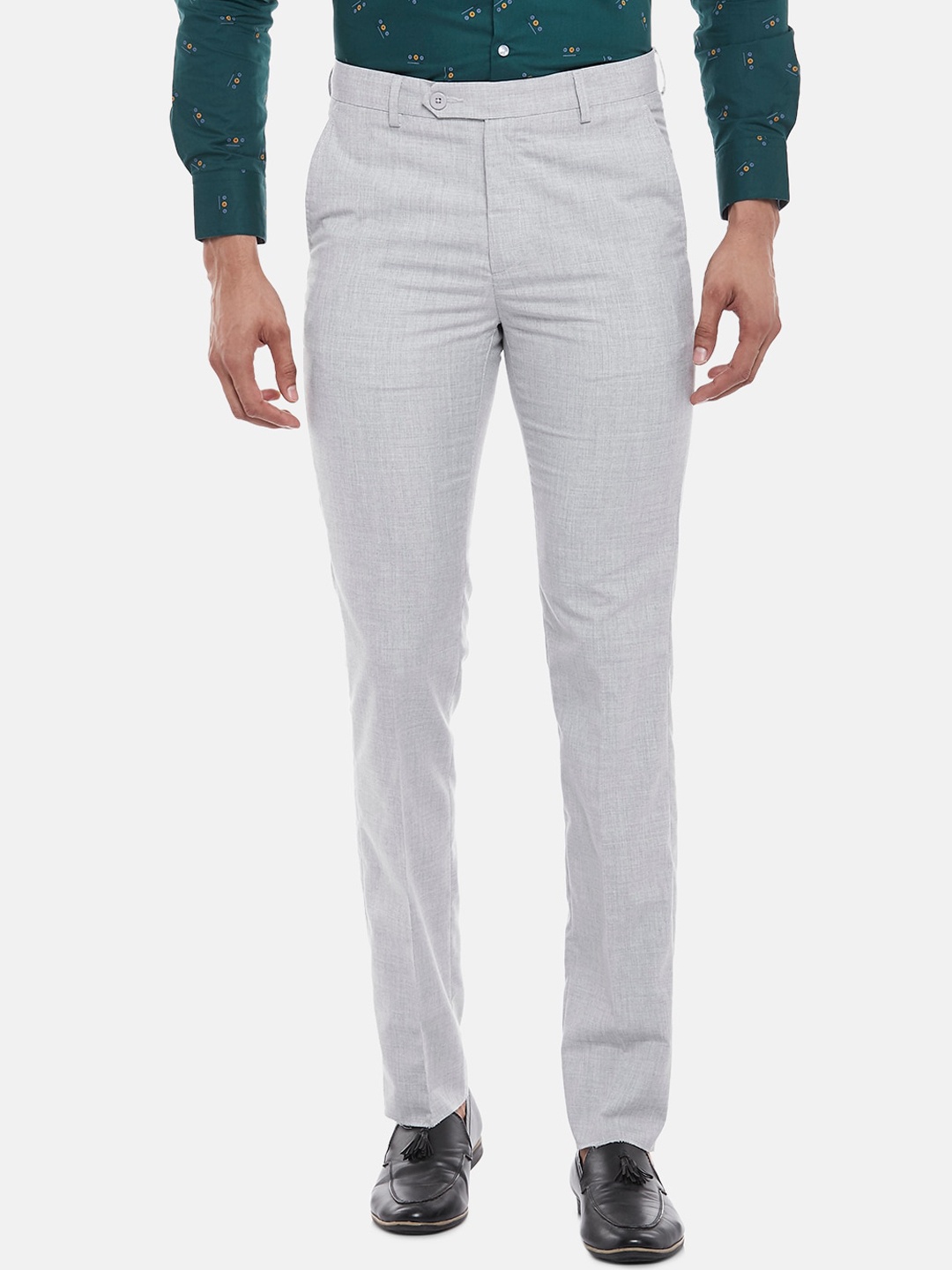 

BYFORD by Pantaloons Men Grey Slim Fit Low-Rise Trousers