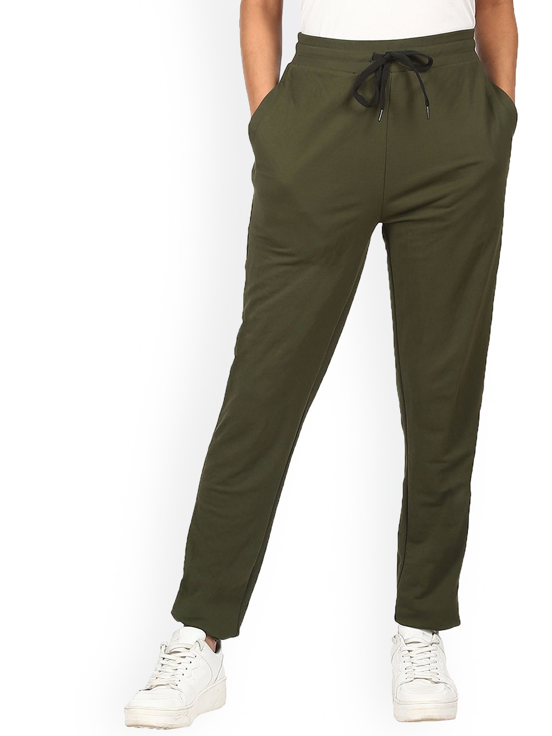 

Sugr Women Olive Green Solid Track Pants