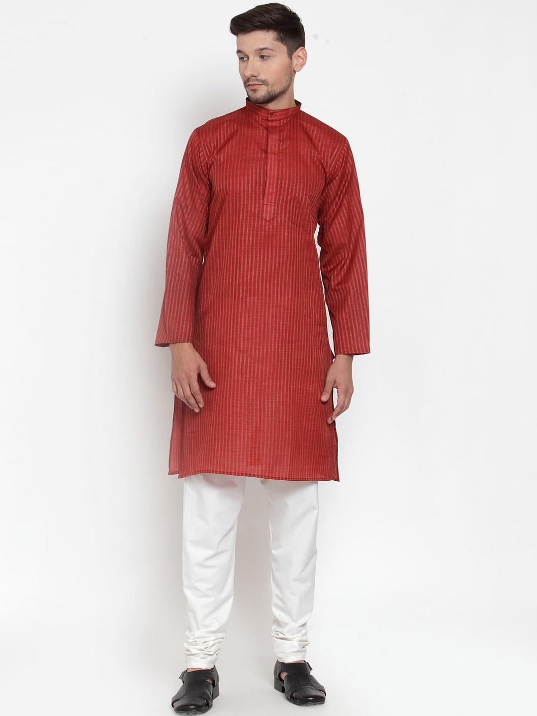 

KLOTTHE Men Red Striped Kurta