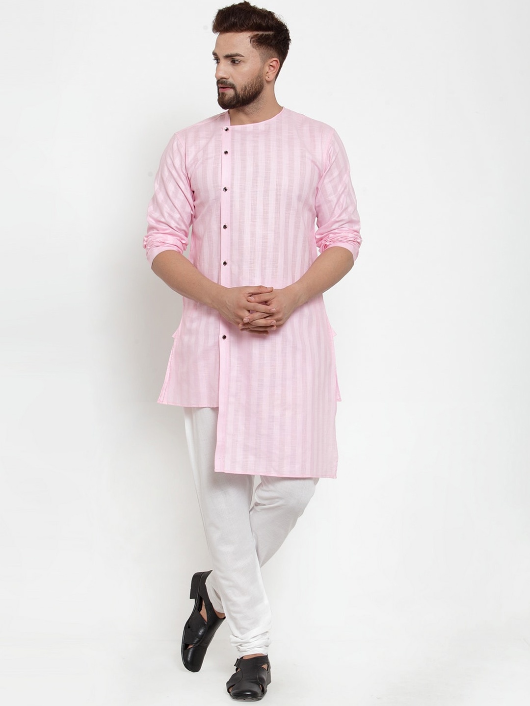 

KLOTTHE Men Pink Striped Kurta