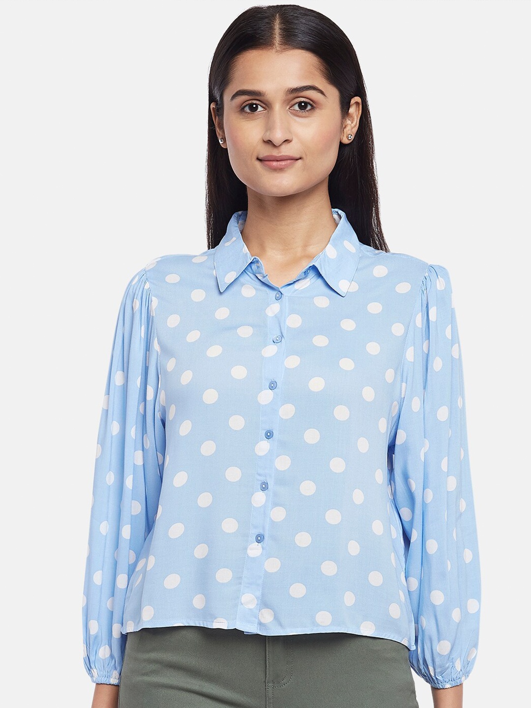 

Honey by Pantaloons Blue & White Shirt Style Top