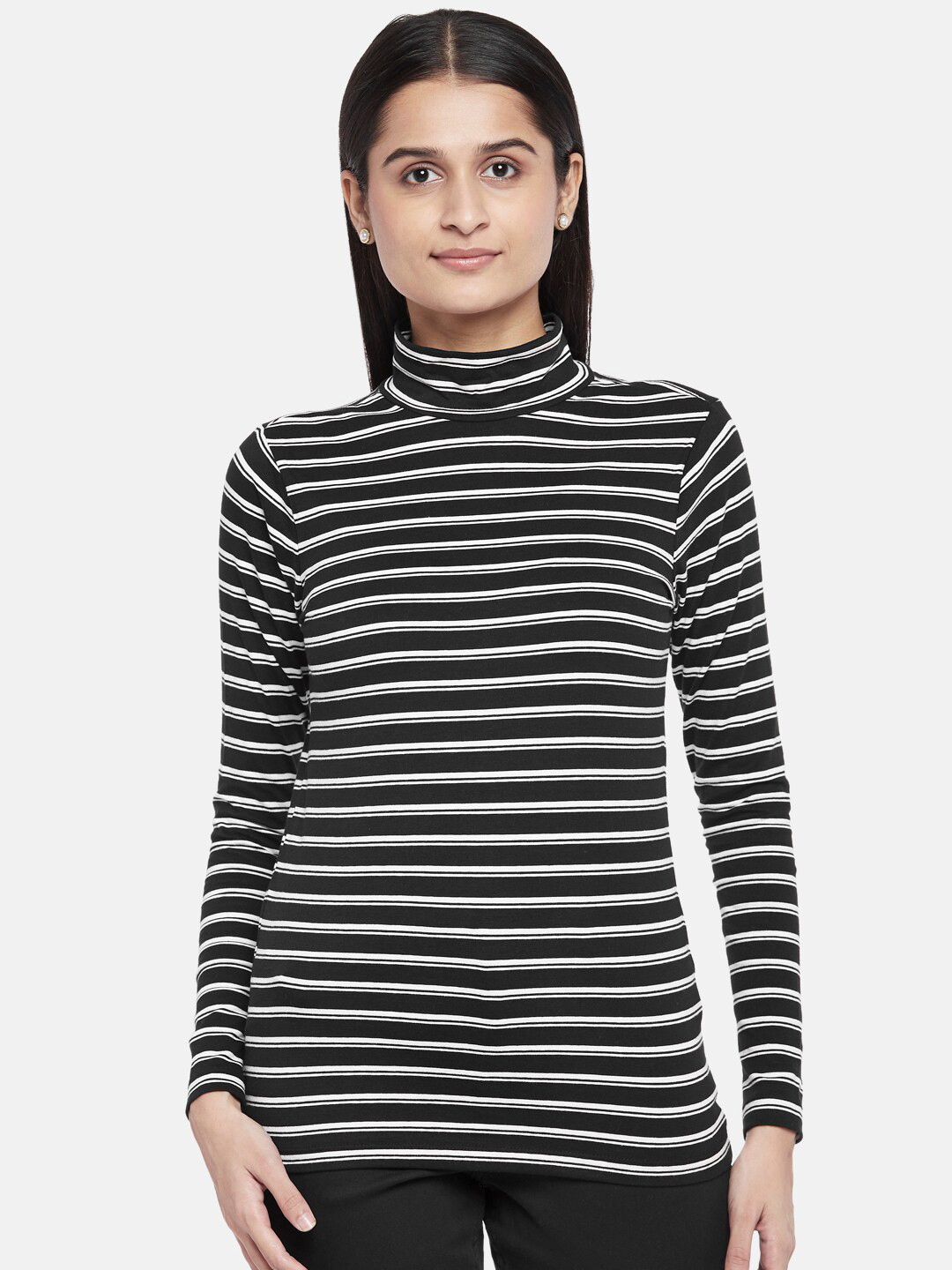 

Honey by Pantaloons Black Striped Regular Top