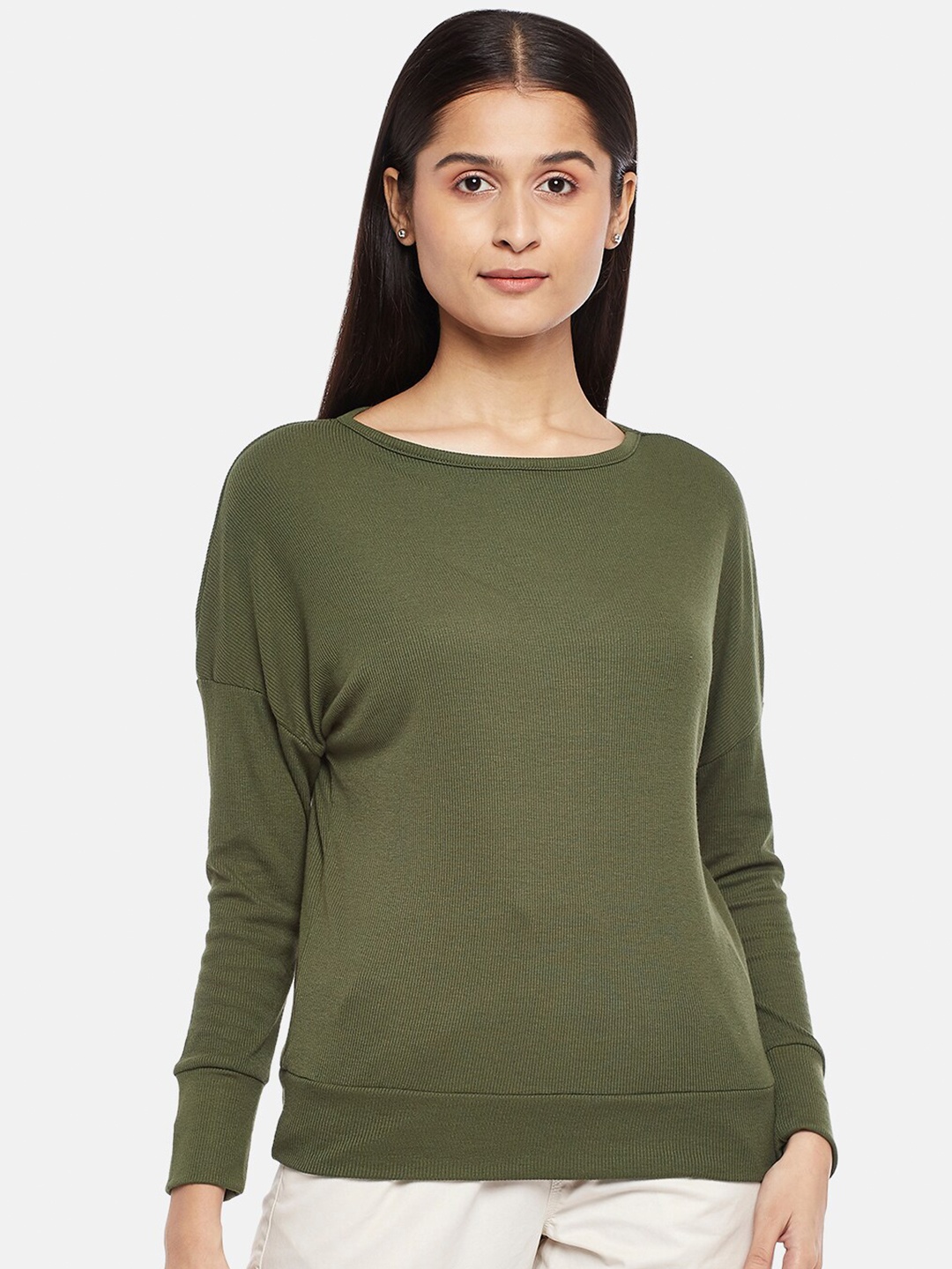 

Honey by Pantaloons Olive Green Regular Top