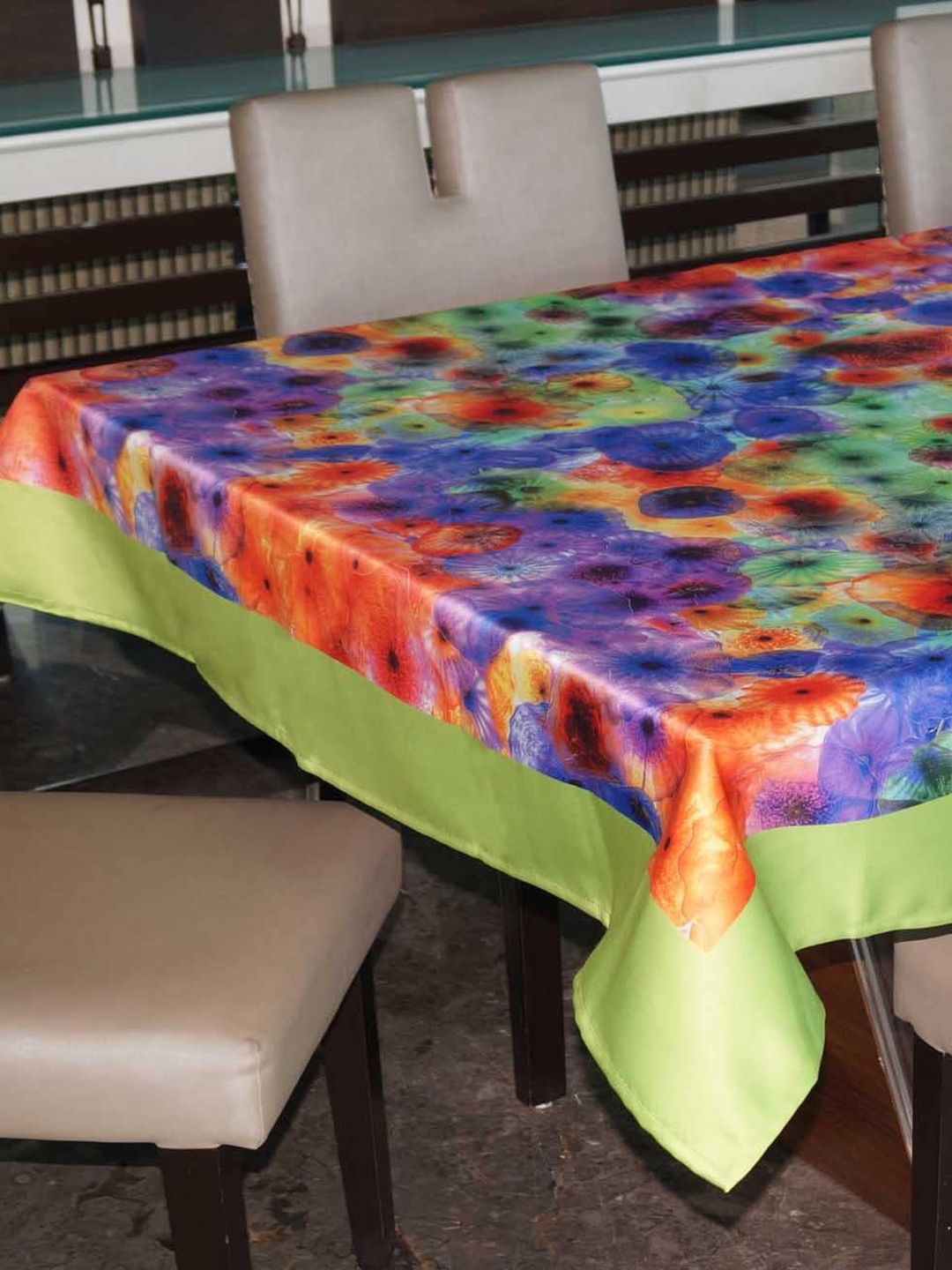 

Lushomes Green & Blue Digital Printed 6-Seater Table Cloth