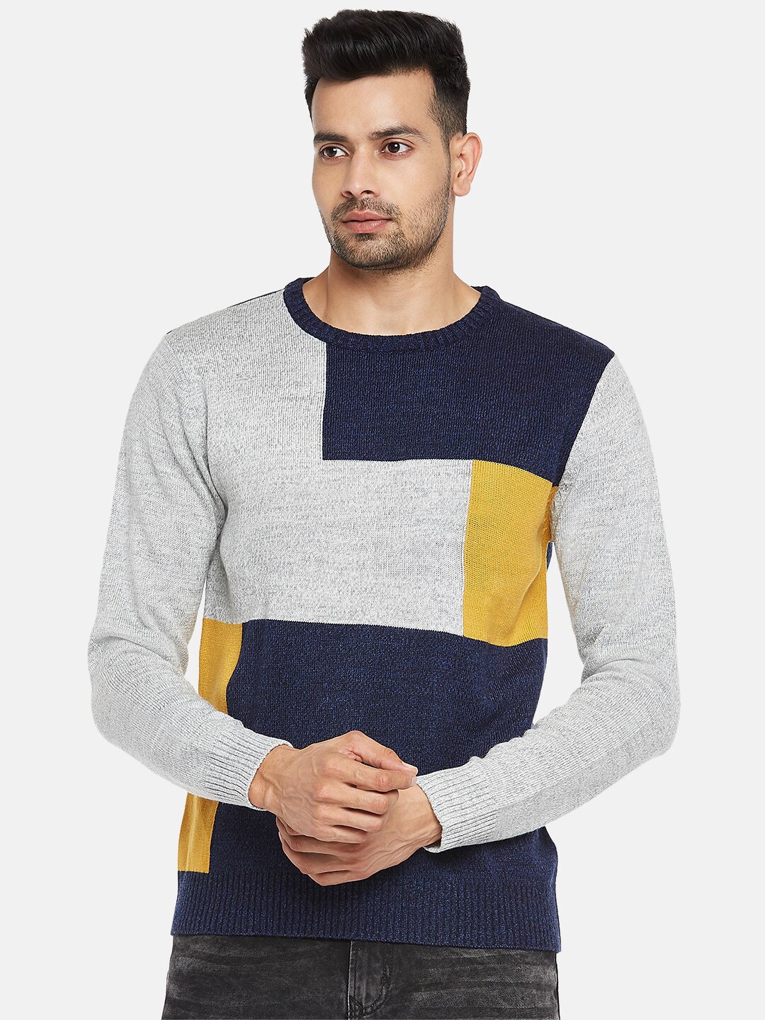 

BYFORD by Pantaloons Men Grey Melange Pullover