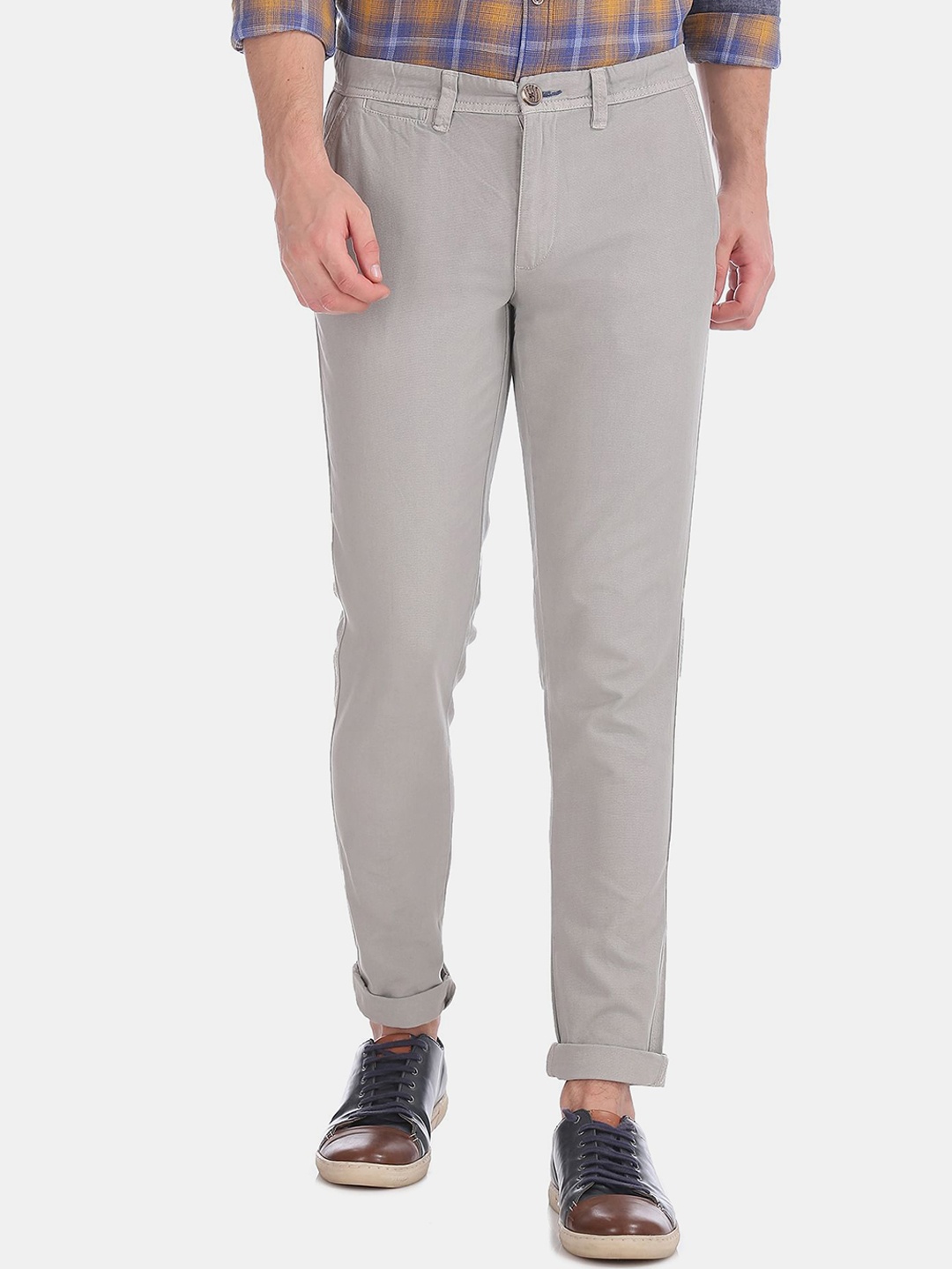 

Cherokee Men Grey Slim Fit Solid Cotton Trousers