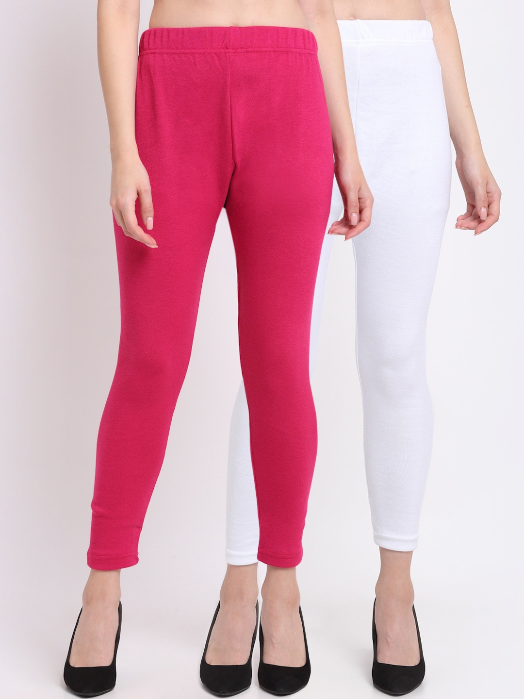 

TAG 7 Women Pack Of 2 Solid Ankle-Length Leggings, Pink