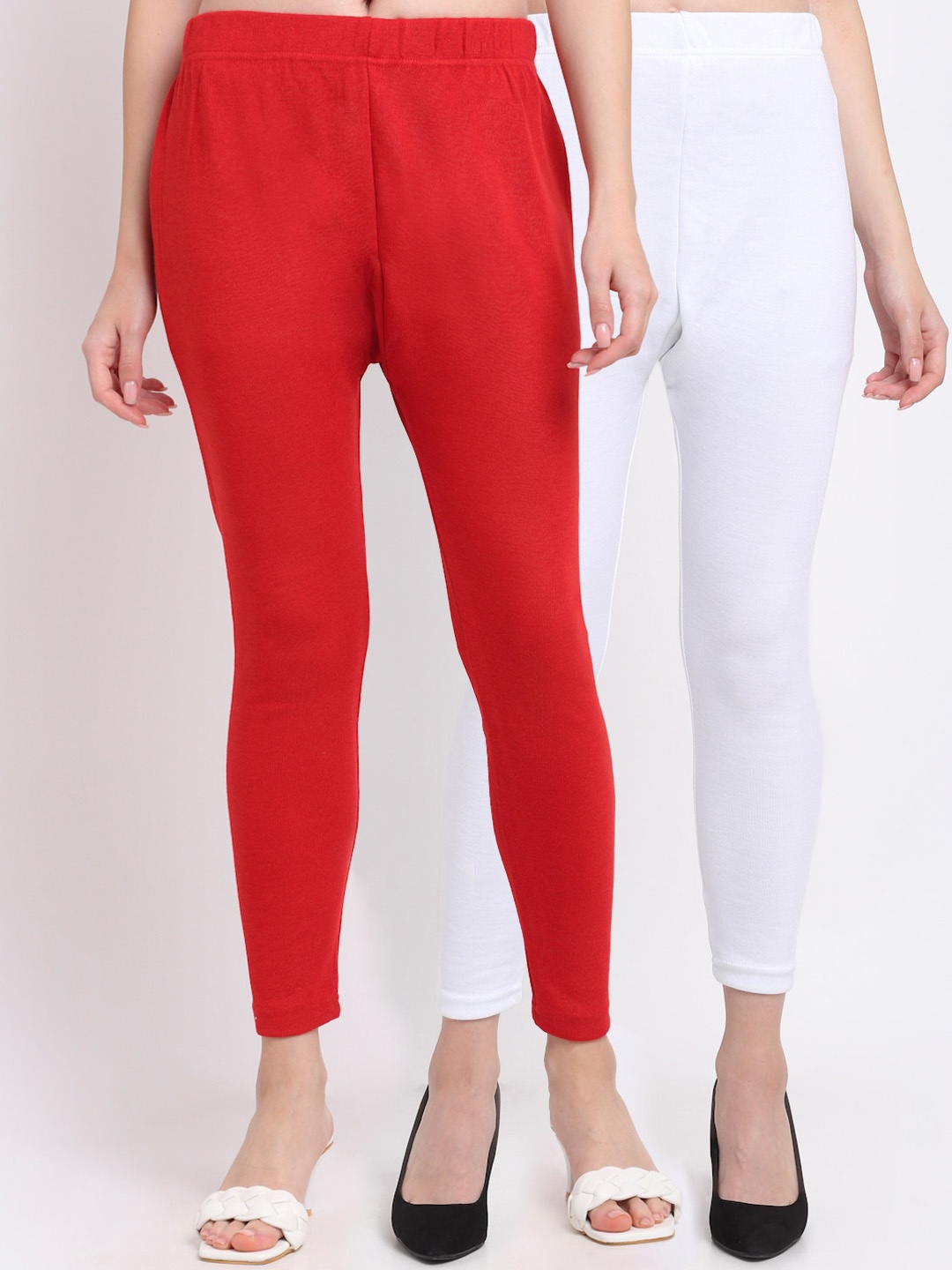 

TAG 7 Women Pack Of 2 Ankle Length Leggings, Red