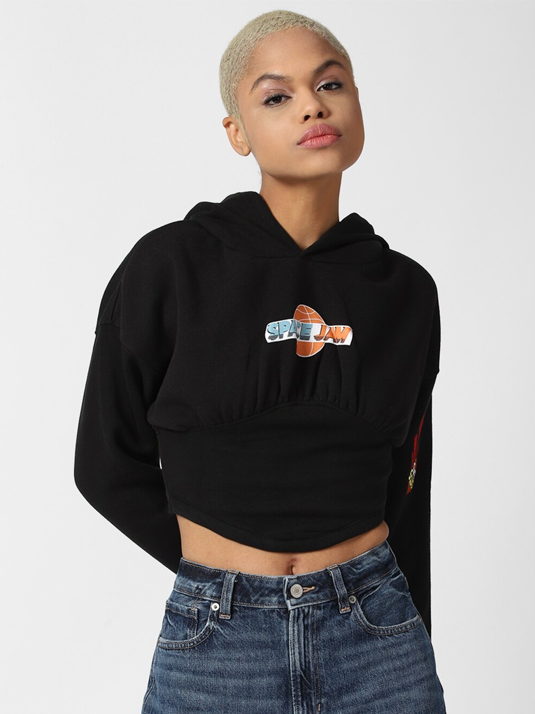 

FOREVER 21 Women Black Printed Sweatshirt