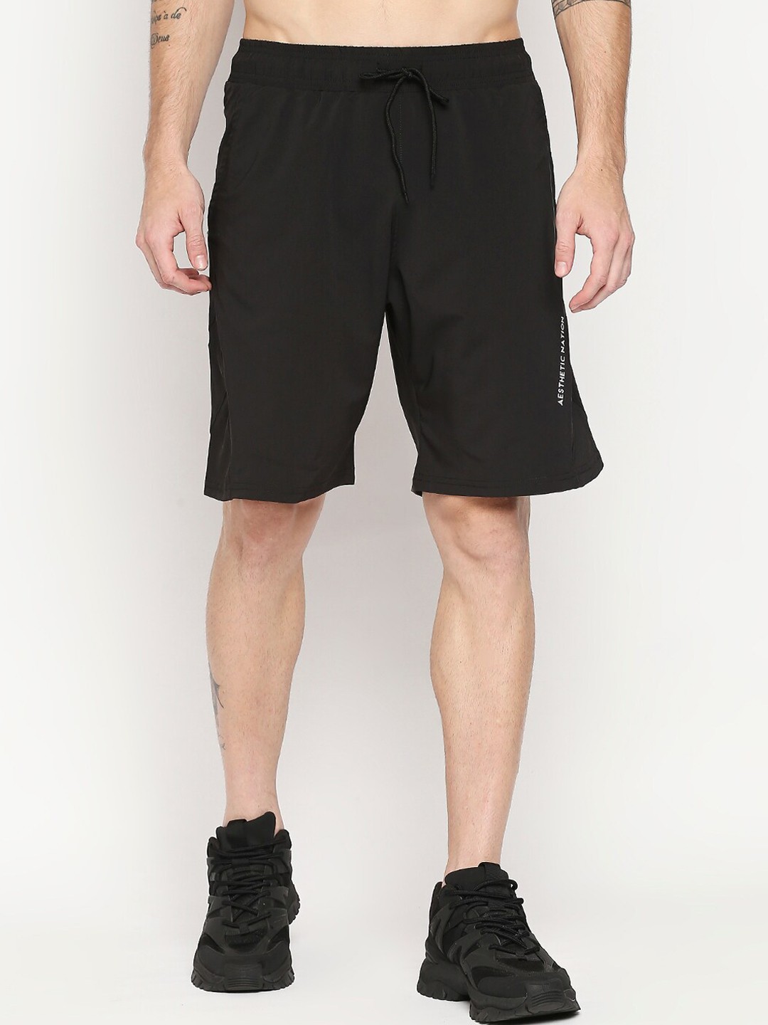 

AESTHETIC NATION Men Black Rapid Dry Sports Shorts