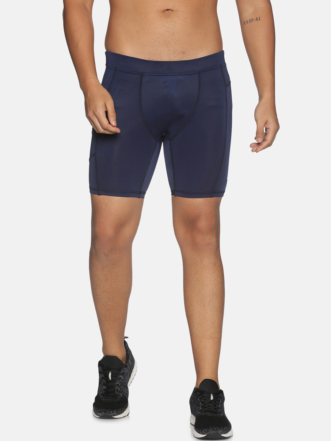 

AESTHETIC NATION Men Navy Blue Skinny Fit Sports Shorts