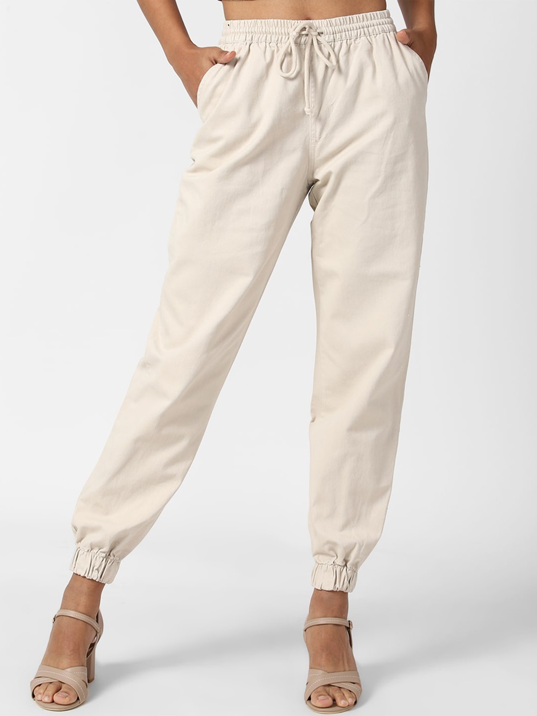 

FOREVER 21 Women Khaki Joggers Cotton Trousers