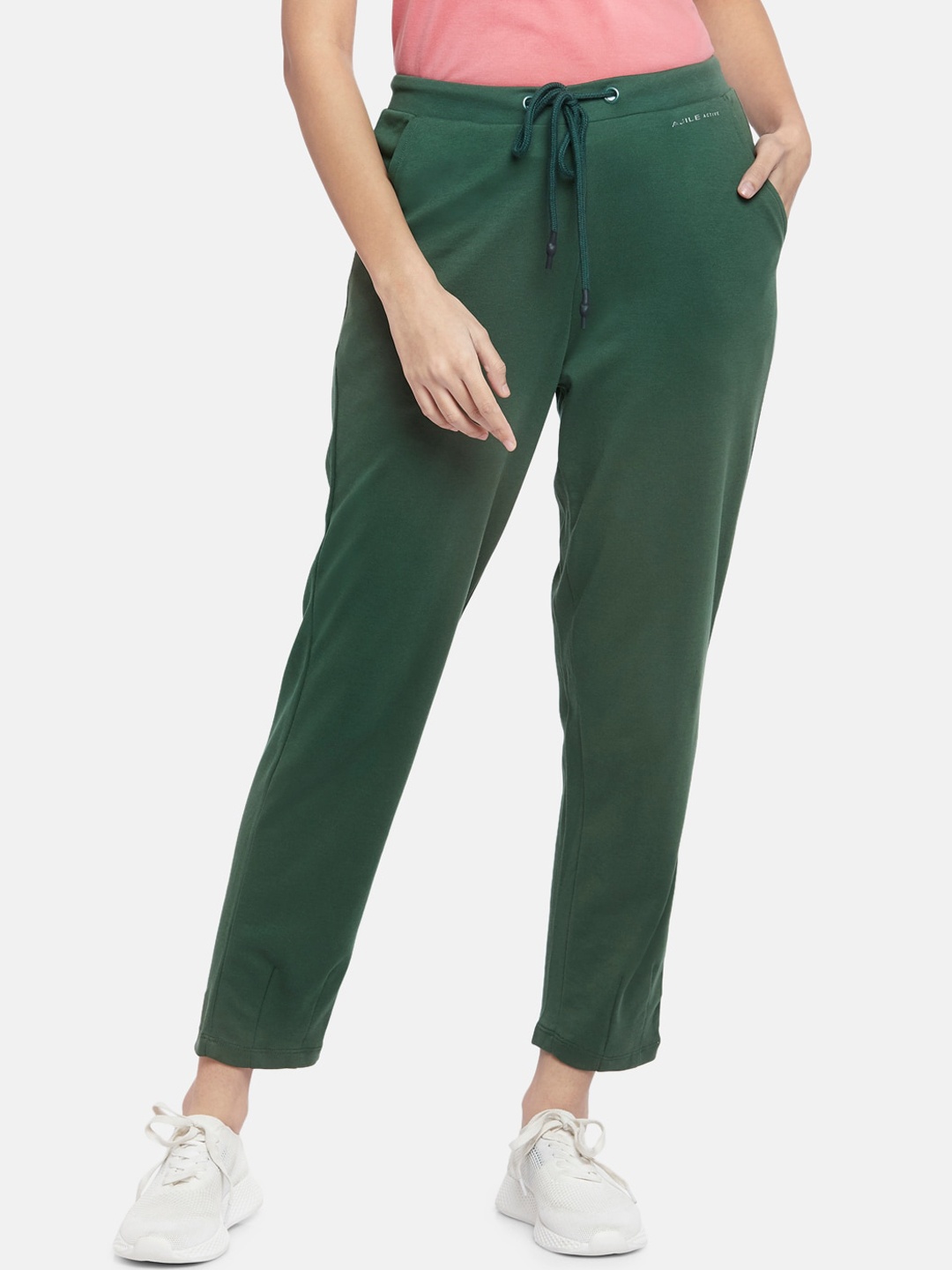 

Ajile by Pantaloons Women Olive-Green Solid Track Pants
