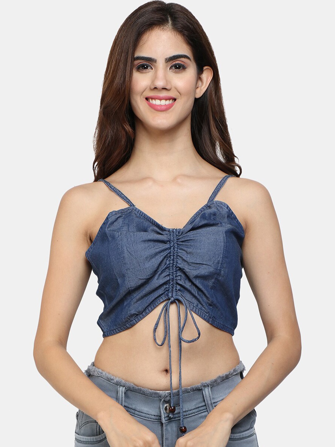 

IX IMPRESSION Navy Blue Bralette Crop Top