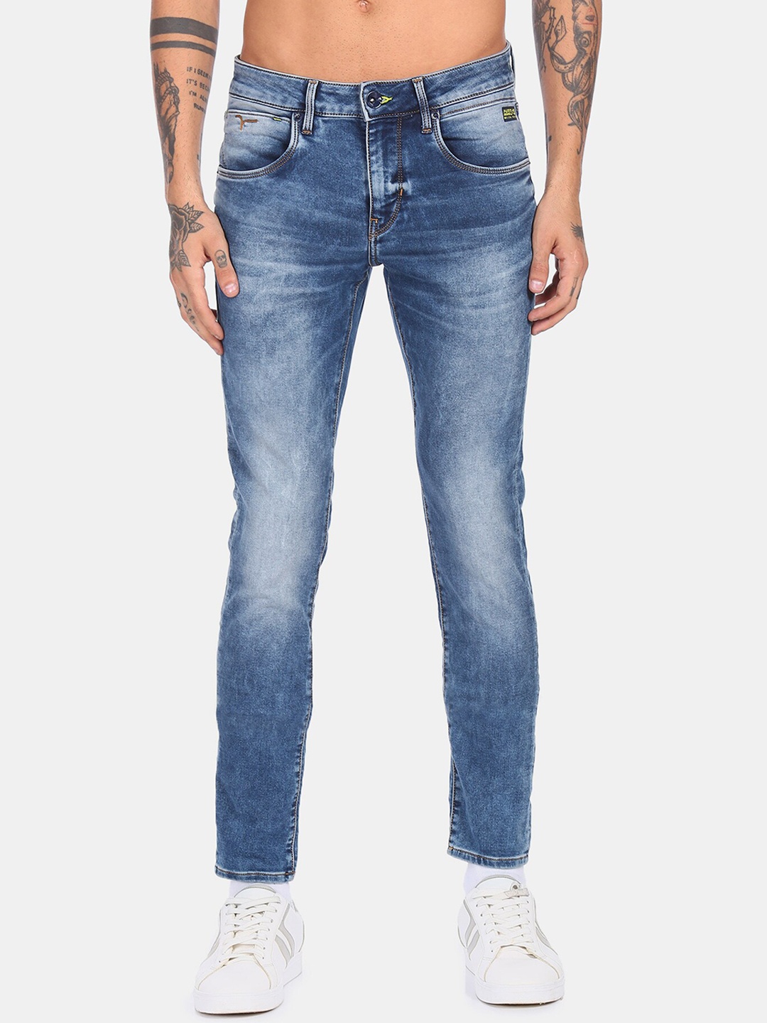 

Flying Machine Men Blue Slim Fit Heavy Fade Stretchable Jeans