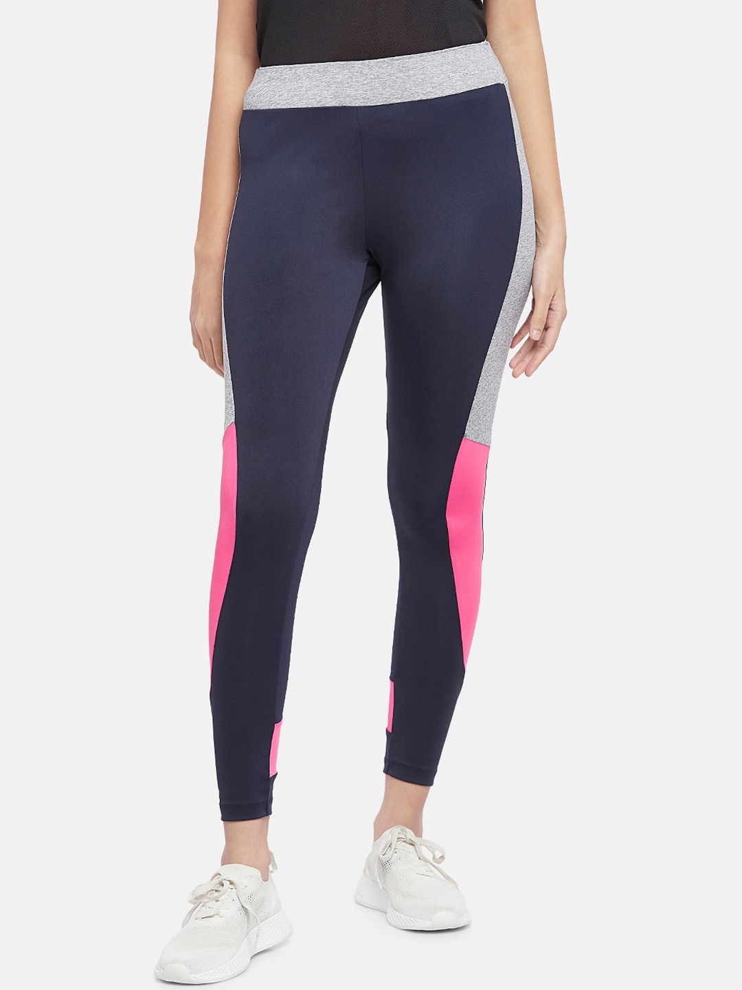 

Ajile by Pantaloons Women Navy Blue & Pink Colourblocked Tights
