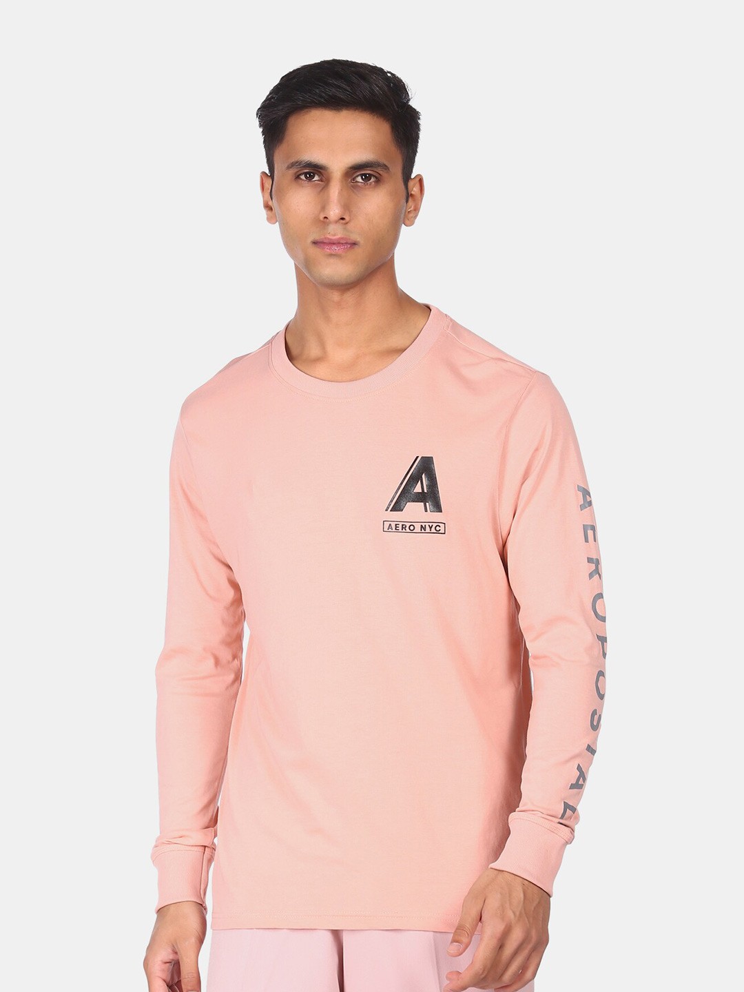 

Aeropostale Men Pink Pure Cotton T-shirt
