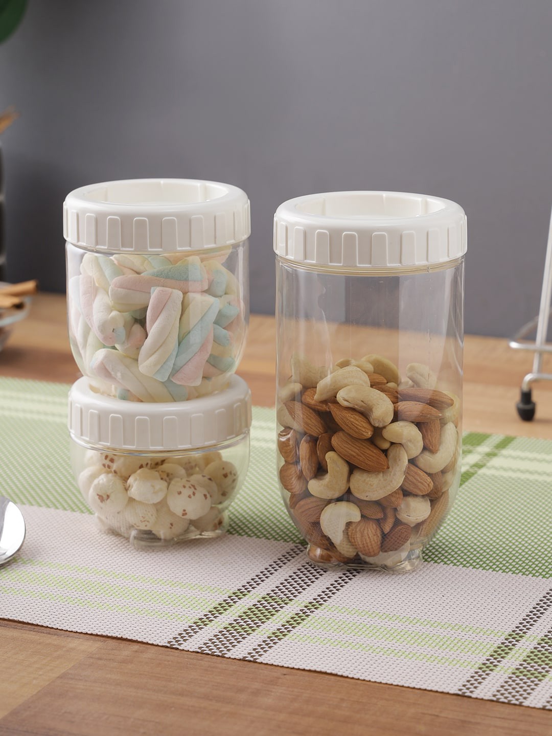 

Lock & Lock Set Of 3 Transparent & Off-White Solid Interlock Food Storage Containers