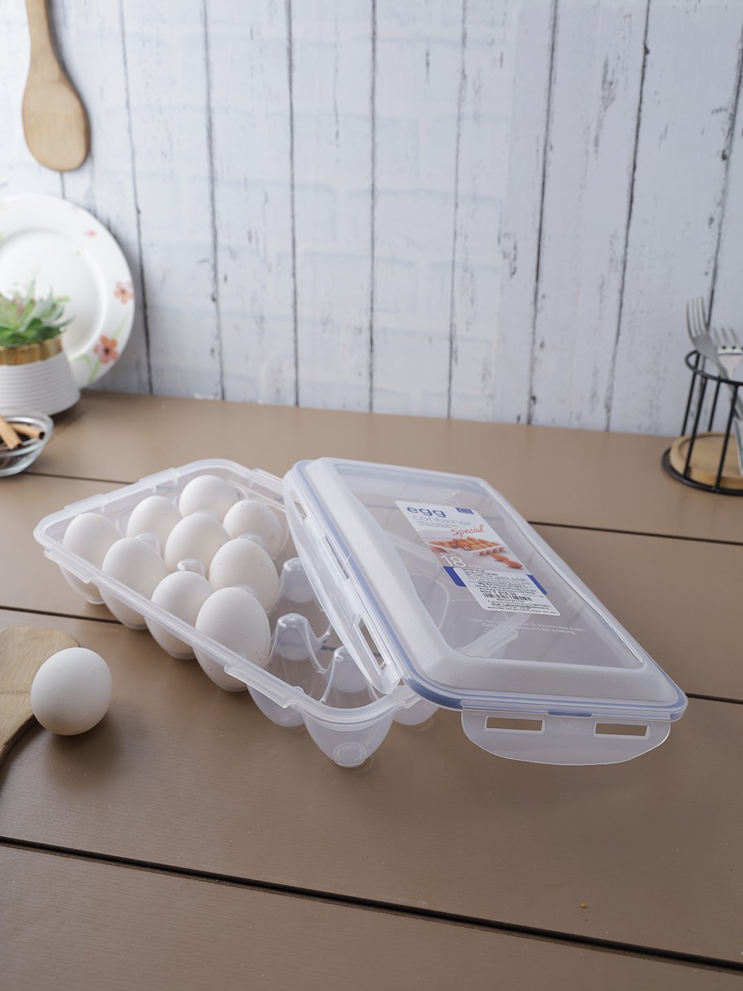 

Lock & Lock Transparent & Blue Plastic Airtight Egg Storage Container