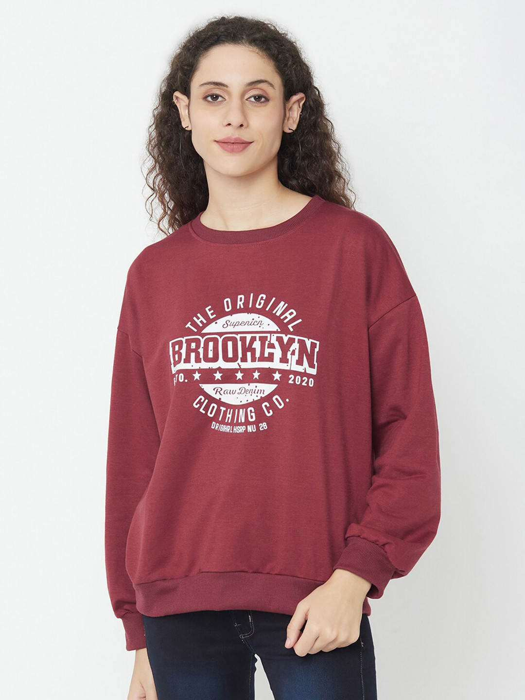 

iki chic Women Maroon Printed Sweatshirt