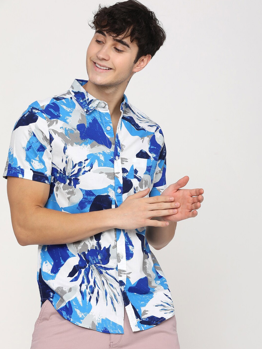 

KETCH Slim Fit Floral Printed Casual Shirt, White