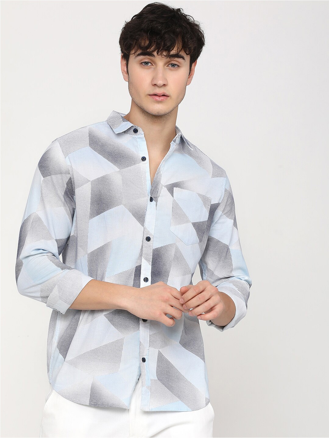 

KETCH Slim Fit Checked Casual Shirt, White