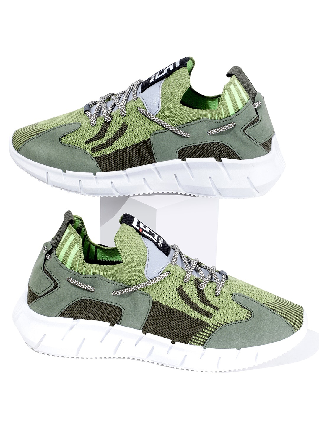 

RapidBox Men Olive Green Colourblocked Sneakers