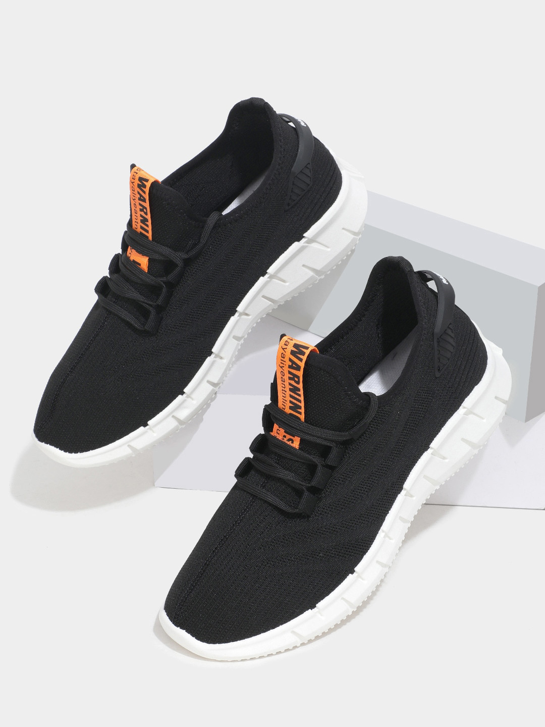 

RapidBox Men Black Woven Design Sneakers